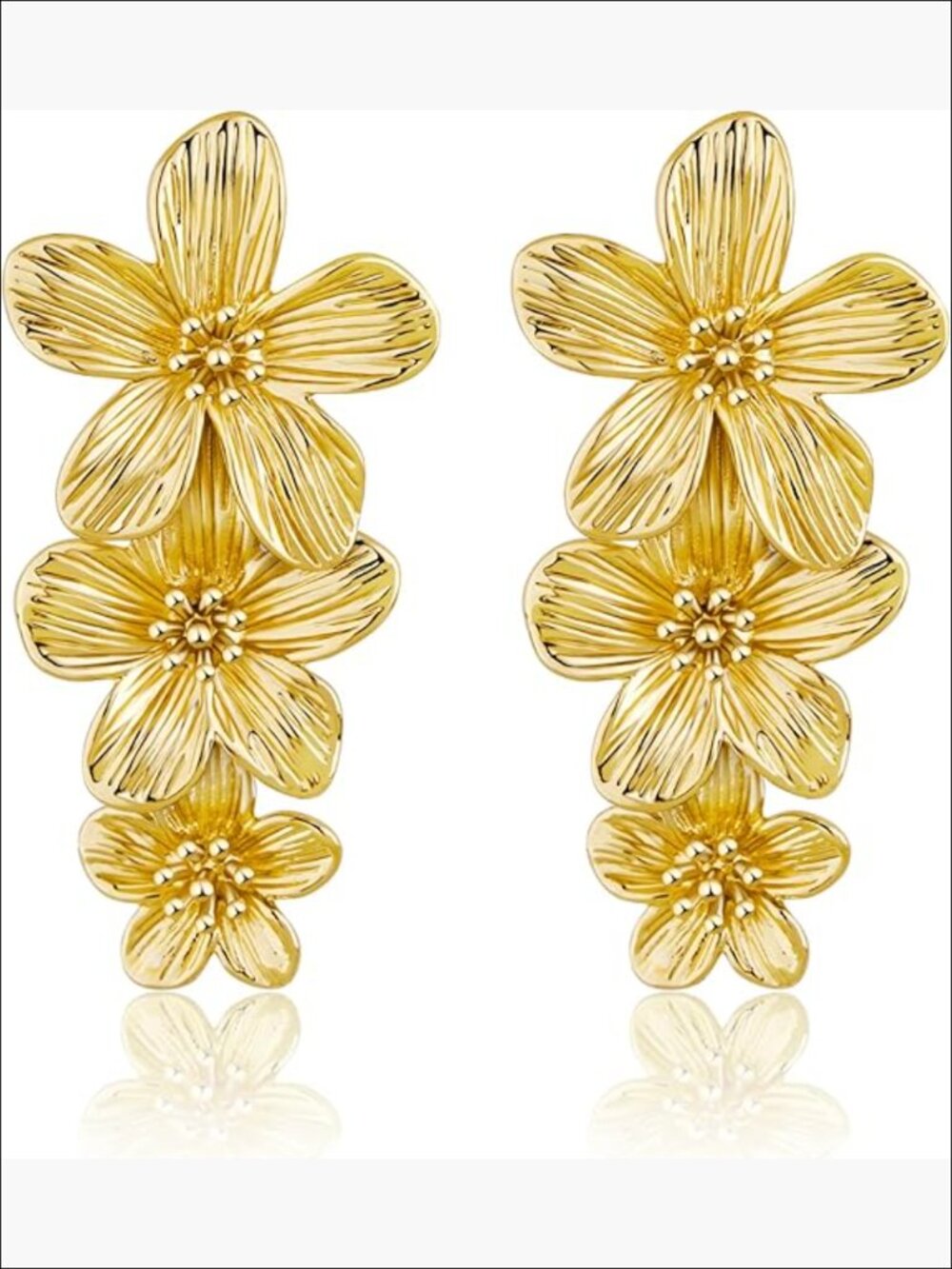 Gold Plated Metal Large Stud Earrings Hypoallergenic Statement